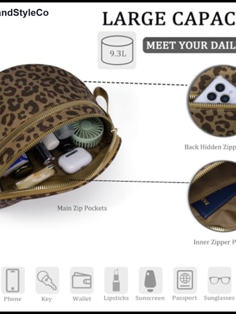Leopard Nylon Crossbody Bag Zipper Bum Bag - Picture 4 of 6